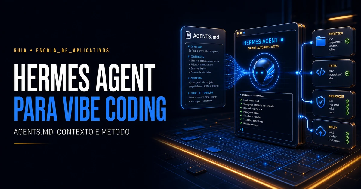 Hermes Agent para vibe coding: contexto, AGENTS.md e autonomia com método